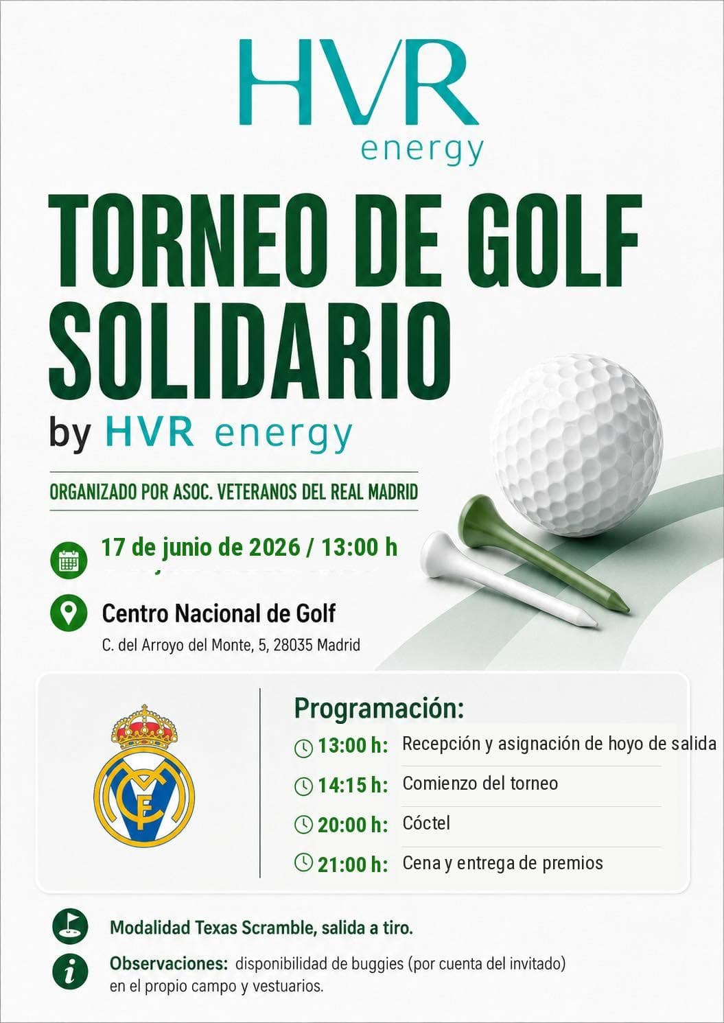Torneo de Golf en Madrid en Junio 2026 — TORNEO DE GOLF SOLIDARIO by HVR energy