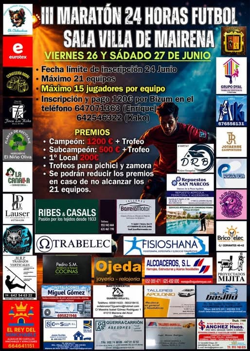 Cartel del torneo de Futbol sala en Mairena del Alcor — III Maratón 24 Horas Fútbol