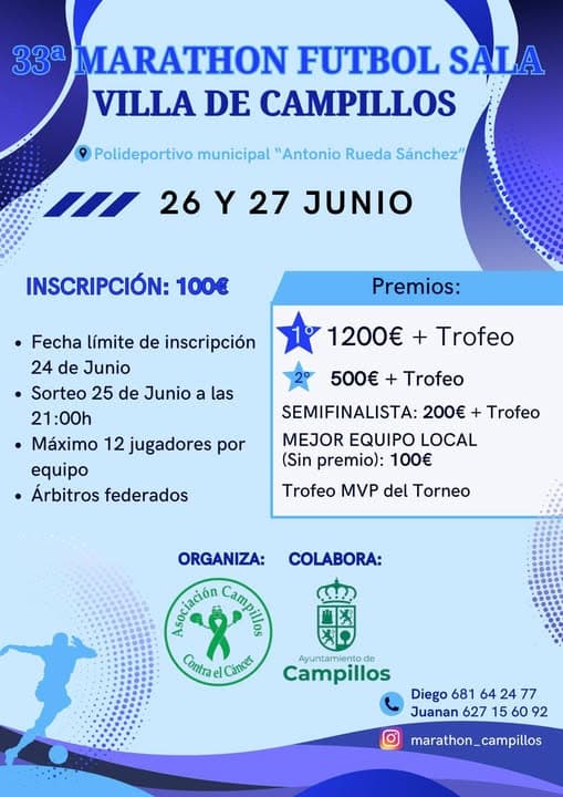 Cartel del torneo de Futbol sala en Campillos — 33ª MARATHON FUTBOL SALA VILLA DE CAMPILLOS