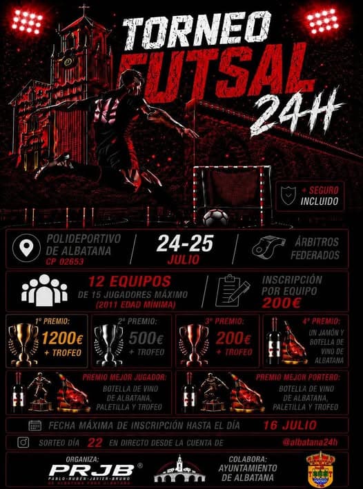 Cartel del torneo de Futbol sala en Albatana — TORNEO FUTSAL 24H
